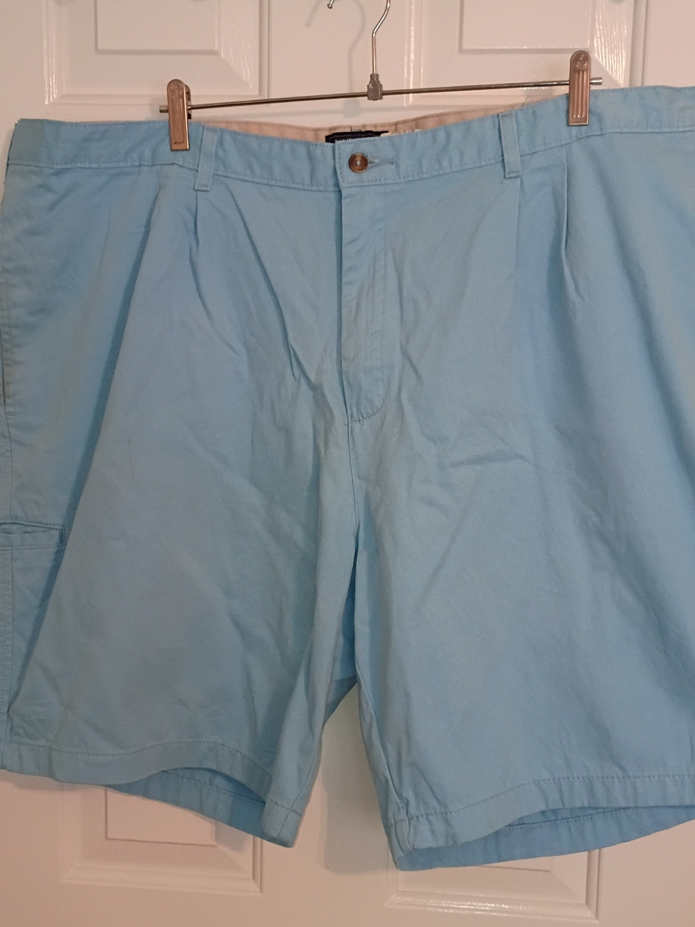 Saddlebred Big & Tall Men's Sky Blue Flat Front Cotton Shorts 48" W × 10" Inseam